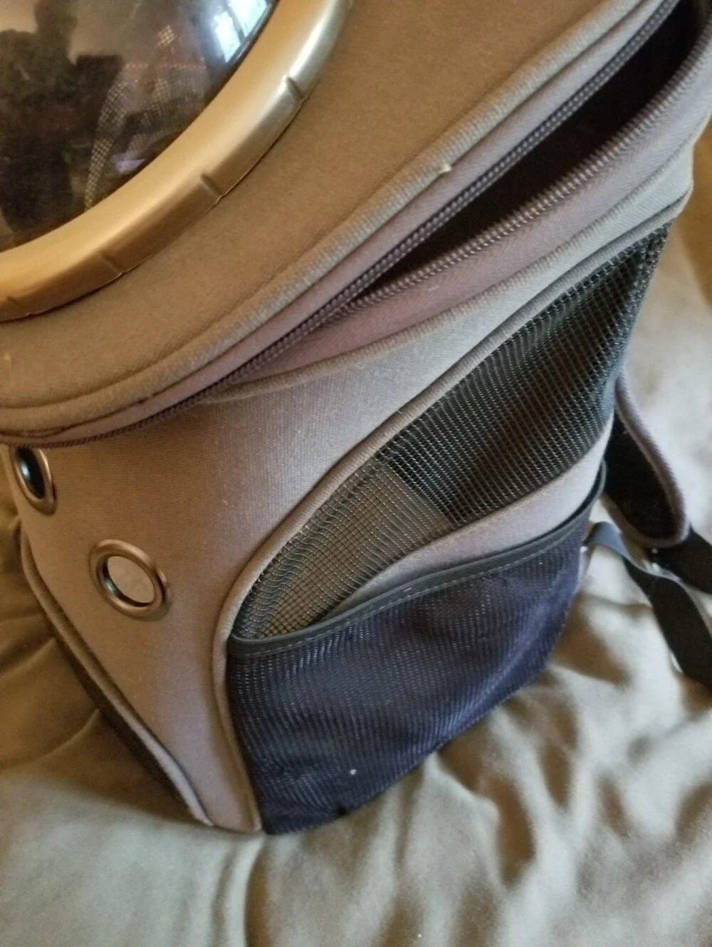 Brown Pet Backpack Carrier with Transparent Bubble Window